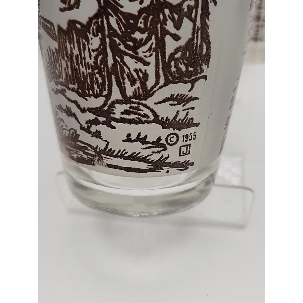 Vintage Jeannette Glass Davy Crockett Glasses 1955 Hero Of The Alamo